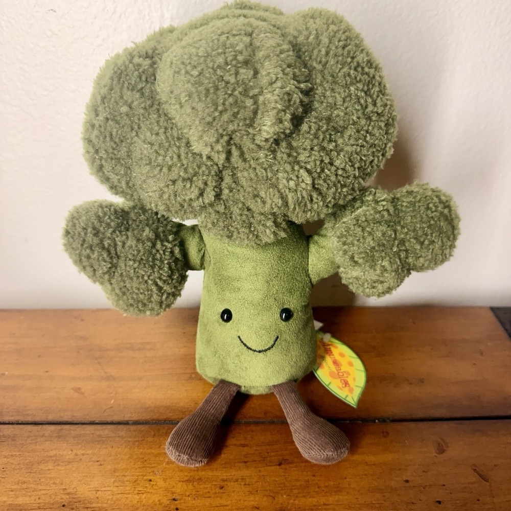 NWT Jellycat Amuseables Green Broccoli Plush 10" Stuffed Toy With Legs RETIRED